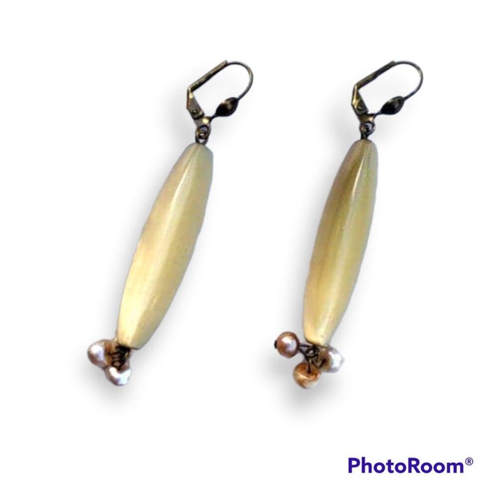Precious cats-eye moonglow bohemian earrings, french hook